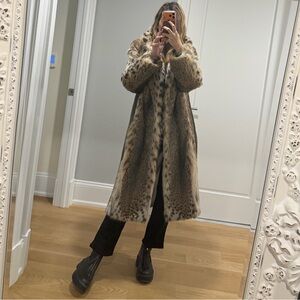 RARE Long Lynx Fur Leopard Print Coat